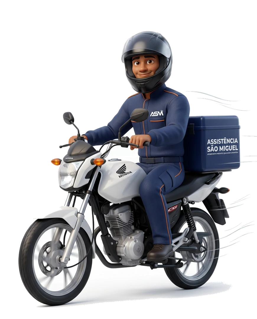 Motoboy da ASM Baterias chegando com a bateria nova para troca no local em Fortaleza